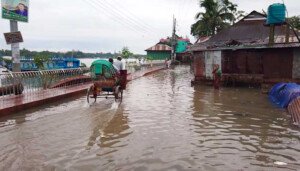 Flood water deluges low-lying areas in Sunamganj