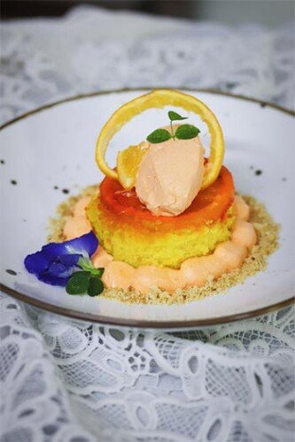 Orange Mousse with Orange Cake and Crunch