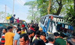 Pedestrian dies being hit by bus in Sunamganj