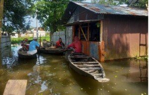 Less rain helps to recede flood water in Sylhet, Sunamganj