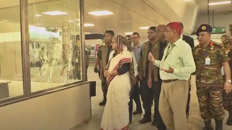 PM Sheikh Hasina visits vandalised Mirpur-10 Metro Rail station