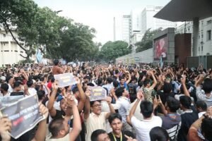 Students protest demanding resignation of Education Adviser, Secretary in front of Secretariat