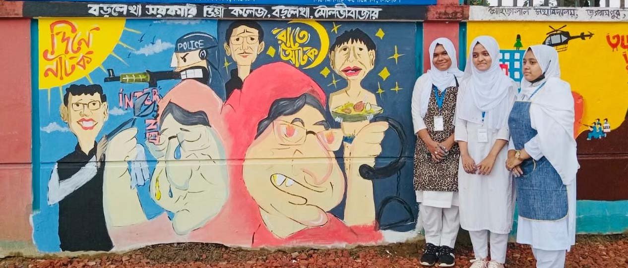 Moulvibazar’s Barlekha College wins first place in national July graffiti contest