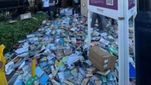 Library books dumped on pavement ‘unacceptable’