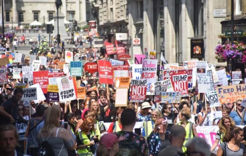 Stop Trump protest route for 4 hour march shutting down central London