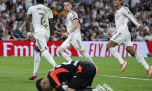 Vinicius brace sends Real Madrid top with 3-1 win over Villarreal