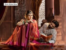 Durga Puja celebration with traditional clothes