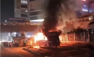 Bus set on fire near Rampura TV station