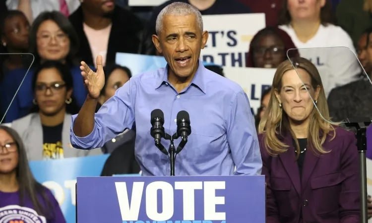 Obama blasts Trump’s “shambolic” policies as he rallies Democrats ahead of key state elections