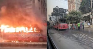 2 Victor Paribahan buses set on fire in Dhaka