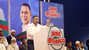 Tarique Rahman at Habiganj rally: ‘Past elections were a mockery, protect your vote’