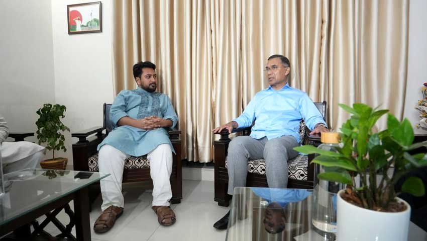 Tarique Rahman pays courtesy call on NCP convener Nahid Islam