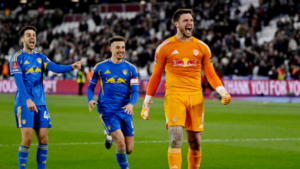 Perri’s penalty heroics help Leeds beat West Ham to reach FA Cup semis