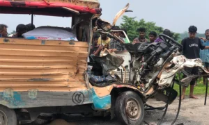 Two killed And Ten injured in Sunamganj highway bus–Laguna collision