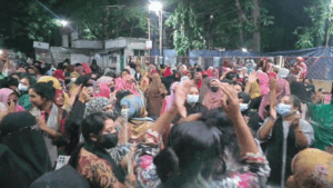 Female students protest at Titumir College demanding ban on student politics