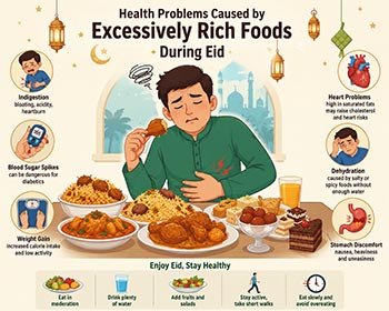 Health problems caused by excessively rich foods during Eid