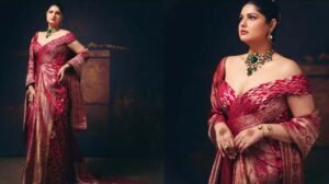‘Wanted to wear sindoori red’: Anshula Kapoor wows in custom Banarasi corseted creation at wedding reception