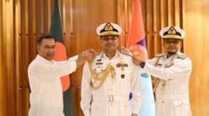PM Tarique Rahman pins vice admiral rank badge on new navy chief