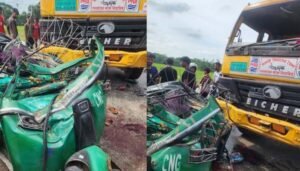 Four killed as oil tanker hits CNG-run auto-rickshaw in Sylhet