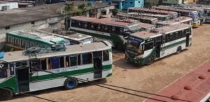 Transport workers on strike in Habiganj